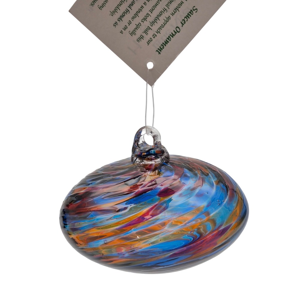Little River Hotglass Studio Saucer Ornament Handmade Glassblowing Vermont